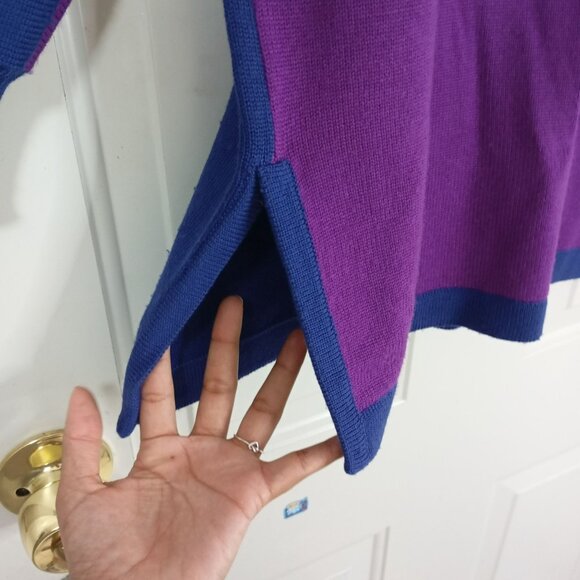 Vintage Louis Feraud Sweater 100% Wool Sequin Design Button Neck Womens Size L - Picture 4 of 11